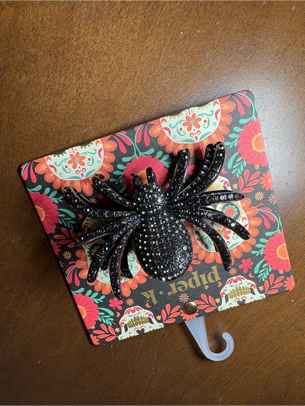 Piper Black Jeweled Spider Wall Hook